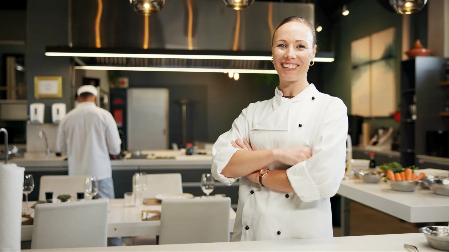 Chef standing in a restaurant kitchen