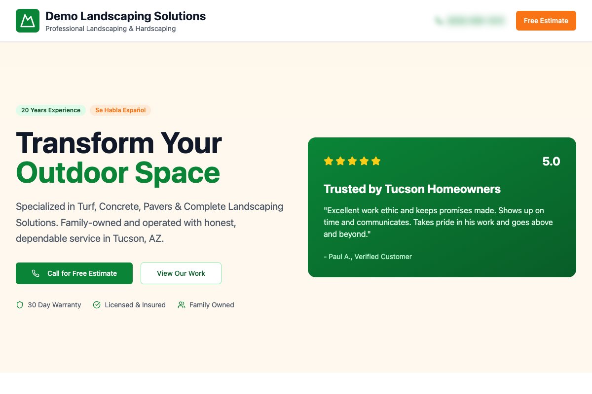 Desktop screenshot of Demo Landscaping