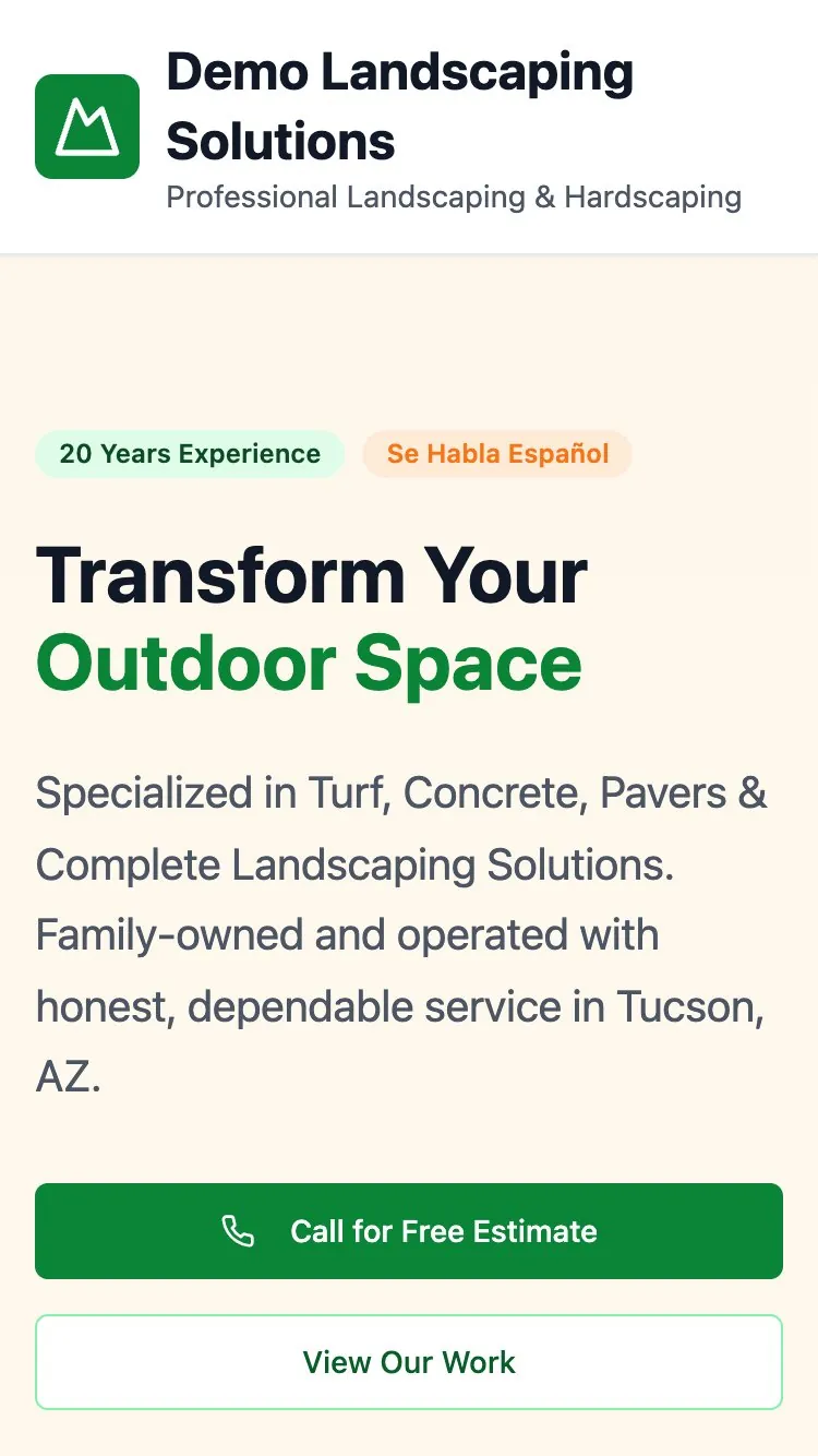 Mobile screenshot of Demo Landscaping